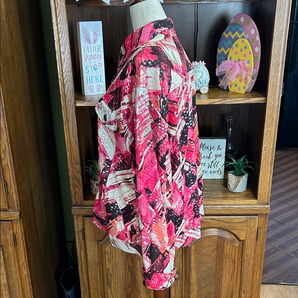 Notations Pink Multi Printed Button-Front Shirt J… - image 7